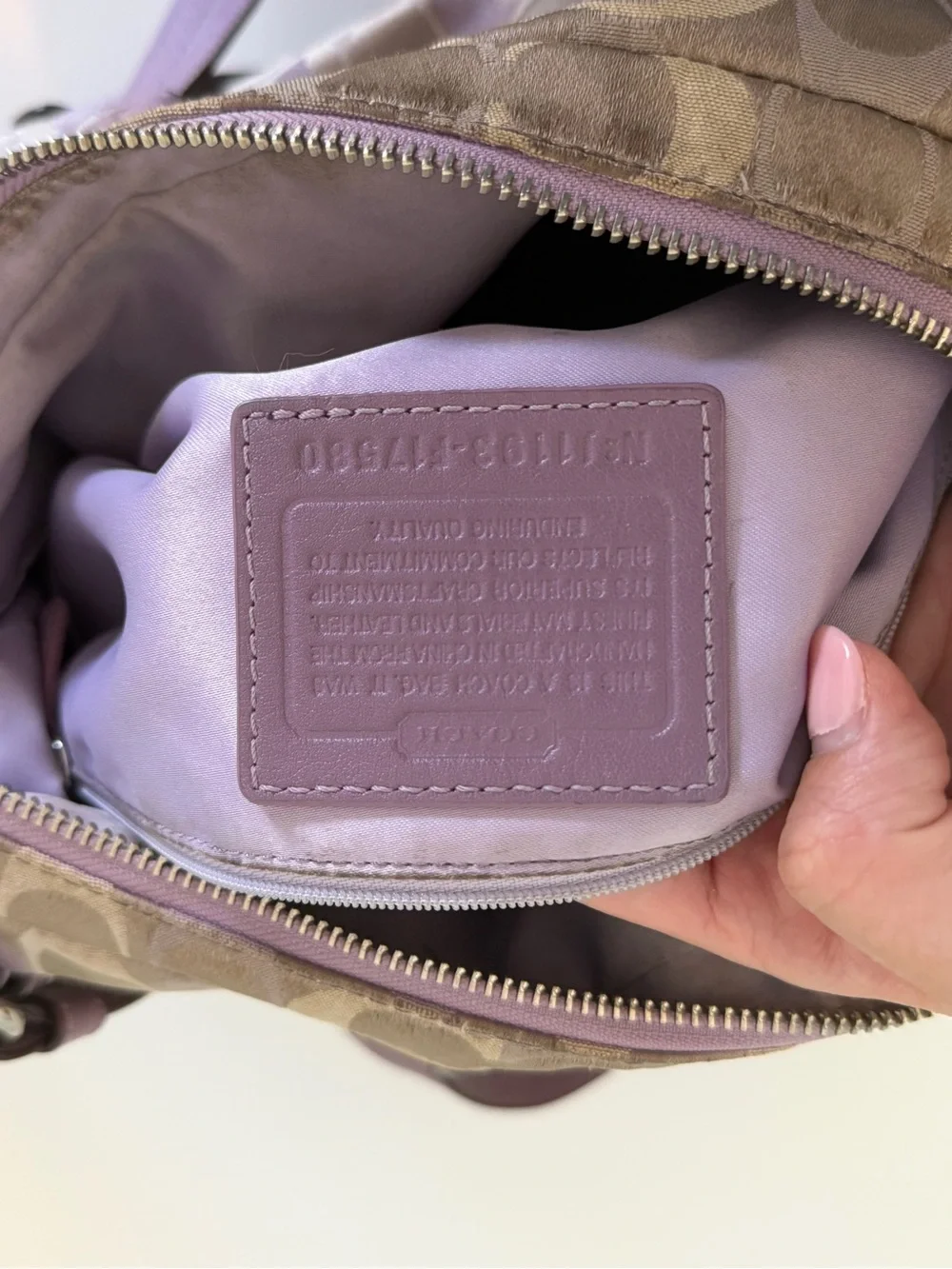 Vintage Coach Alexandra Lavender Trim Signature Shoulder Bag